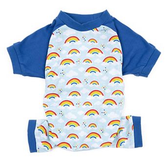 Leveret Dog Cotton Pajama Rainbow Blue