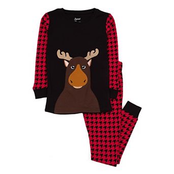 Leveret Kids Two Piece Cotton Pajamas Full Moose