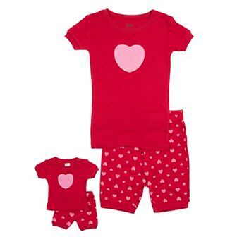 Leveret Girls and Doll Short Pajamas Hearts