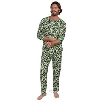 Leveret Mens Two Piece Cotton Loose Fit Pajamas Camouflage