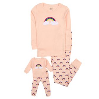 Leveret Girls and Doll Cotton Pajamas Rainbow