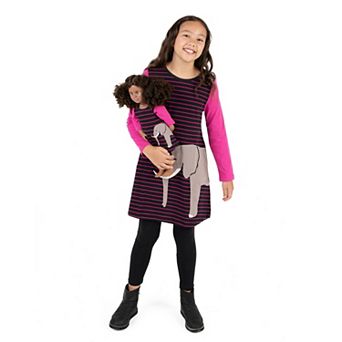 Leveret Girls and Doll Cotton Dress Elephant