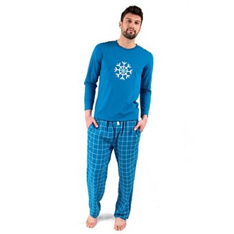 Leveret Mens Pajamas Cotton Top Flannel Pants Snowflake