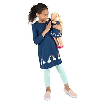 Leveret Girls and Doll Cotton Dress Rainbow