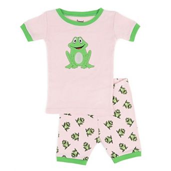 Leveret Kids Two Piece Cotton Short Pajamas Pink Frog