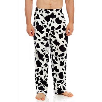 Leveret Mens Fleece Pants Cow Black