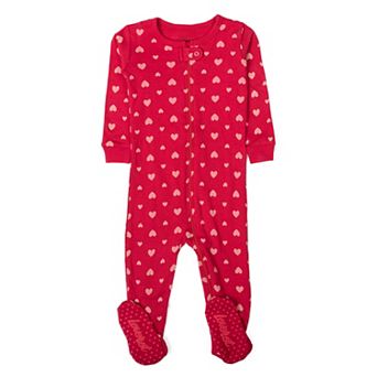 Leveret Kids Footed Cotton Pajama Hearts