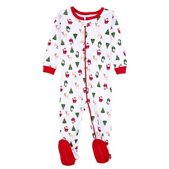 Leveret Kids Footed Cotton Pajama Christmas Icons 6-12 Month