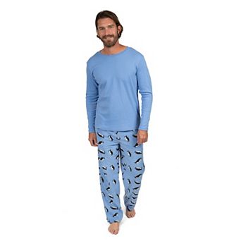 Leveret Mens Cotton Top and Fleece Pants Penguin