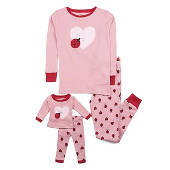 Leveret Girls & Doll Cotton Pajamas Ladybug w/Heart 5 Year