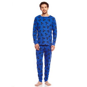 Leveret Mens Two Piece Cotton Pajamas Skulls