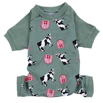 Leveret Dog Cotton Pajama Cow Green