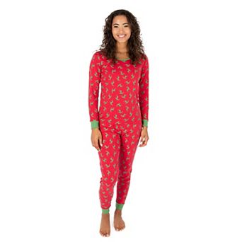 Leveret Womens Two Piece Cotton Pajamas Reindeer Red and Green
