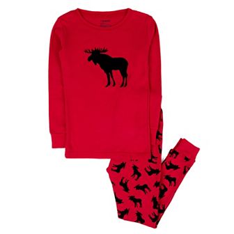 Leveret Kids Two Piece Cotton Pajamas Moose