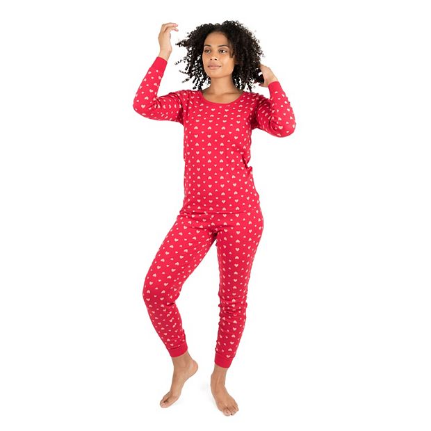 Leveret Womens Two Piece Cotton Pajamas Hearts Pink