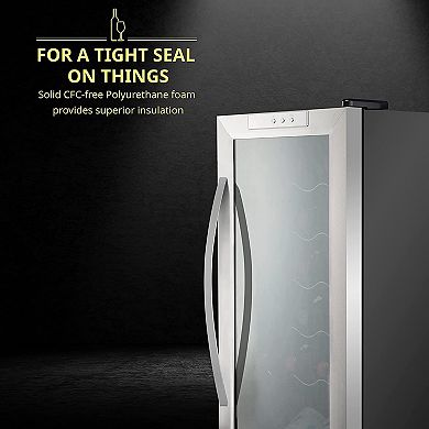 Schmécké Wine Fridge, 18 Bottle Wine Cooler, Freestanding Wine Refrigerator