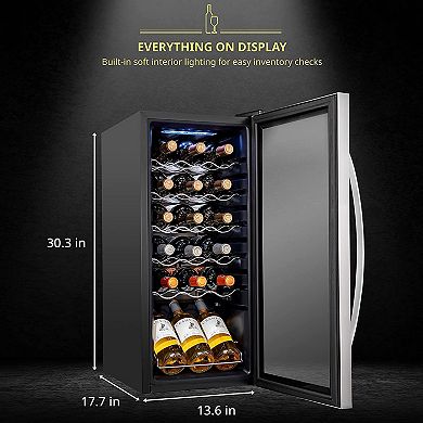 Schmécké Wine Fridge, 18 Bottle Wine Cooler, Freestanding Wine Refrigerator