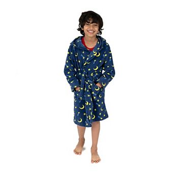 Leveret Kids Fleece Hooded Robe Moon