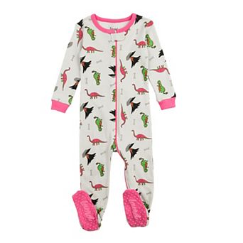 Leveret Kids Footed Cotton Pajama Dinosaur Gray