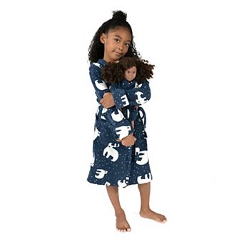 Leveret Girls and Doll Fleece Hooded Robe Polar Bear