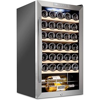 Schmécké Wine Fridge, 34 Bottle Wine Cooler, Freestanding Wine Refrigerator