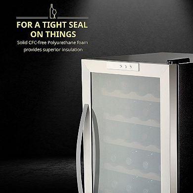 Schmécké Wine Fridge, 34 Bottle Wine Cooler, Freestanding Wine Refrigerator