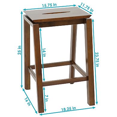 Sunnydaze Modern Wooden Counter-Height Stools - Dark Walnut - Set of 2