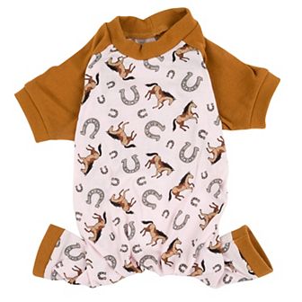 Leveret Dog Cotton Pajama Pink Horse