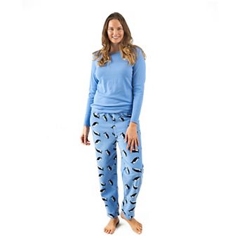 Leveret Womens Cotton Top and Fleece Pants Penguin