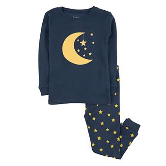 Leveret Kids Two Piece Cotton Pajamas Moon And Stars