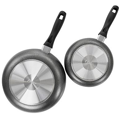 Oster Cocina Clairborne 2 Piece Nonstick Aluminum Frying Pan Set in Charcoal Grey