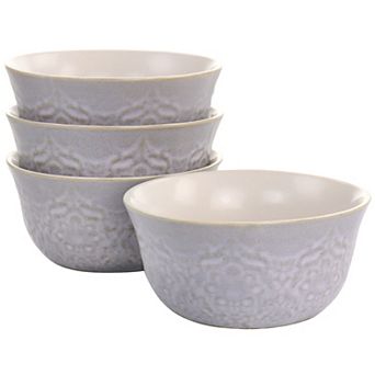 Hometrends Portina Embossed Scallop 6.1 Inch 4 pc Bowl Set in Grey