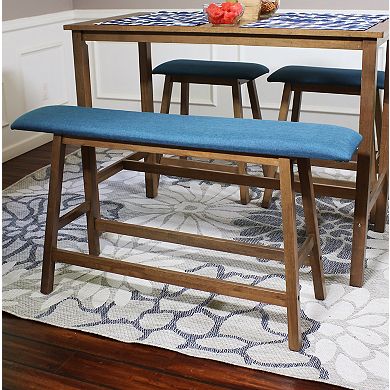 Sunnydaze Wooden Counter-Height Dining Bench with Cushion - Weathered Oak