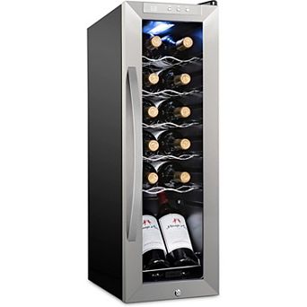 Schmécké Wine Fridge, 12 Bottle Wine Cooler, Freestanding Wine Refrigerator