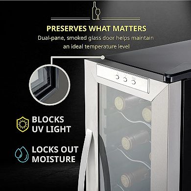 Schmécké Wine Fridge, 12 Bottle Wine Cooler, Freestanding Wine Refrigerator