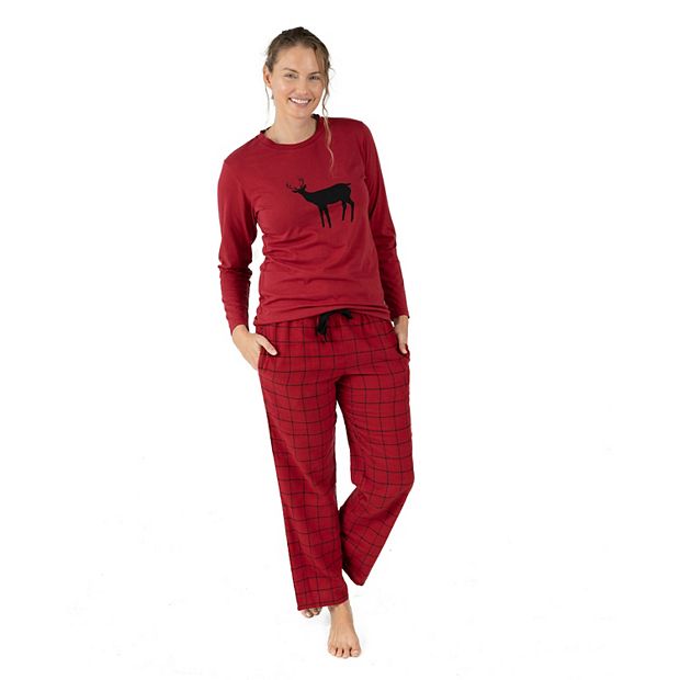 Leveret Womens Pajamas Cotton Top Flannel Pants Reindeer