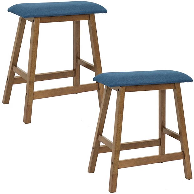 Sunnydaze Wood Counter-Height Stool with Cushion - Weathered