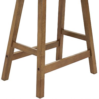 Sunnydaze Wood Counter-Height Stool with Cushion - Weathered Oak - Set of 2