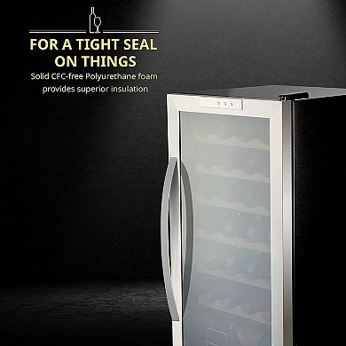 Schmécké Wine Fridge, 28 Bottle Wine Cooler, Freestanding Wine Refrigerator