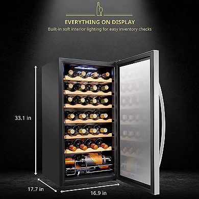 Schmécké Wine Fridge, 28 Bottle Wine Cooler, Freestanding Wine Refrigerator