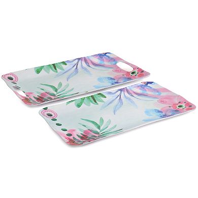 Spice by Tia Mowry Cinnamon Twist 2 Piece Melamine Serving Tray Set in Multi