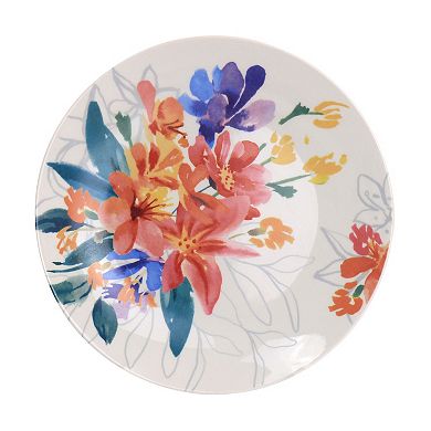 Spice by Tia Mowry Goji Blossom 12 Piece Fine Ceramic Dinnerware Set in Blue