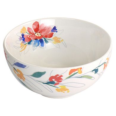 Spice by Tia Mowry Goji Blossom 12 Piece Fine Ceramic Dinnerware Set in Blue