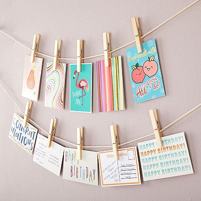 100 Colored Wooden Clothespins With 82ft Jute Twine - Strong Grip, 1.38", Multi-Use Craft Clips