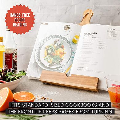 Chef Pomodoro Classic Cookbook Recipe Stand, 100% Natural Wood, Fits Ipad Tablets (acacia Wood)