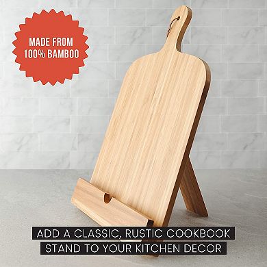 Chef Pomodoro Classic Cookbook Recipe Stand, 100% Natural Wood, Fits Ipad Tablets (acacia Wood)