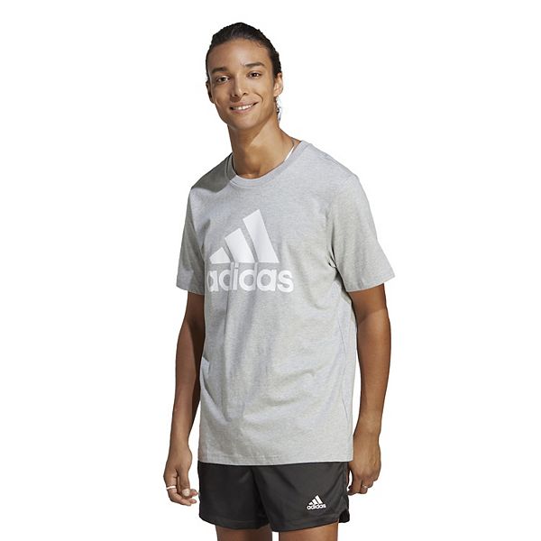 Men's adidas Sportswear Essentials Big Logo Graphic Tee - Medium Gray Heather (XL)