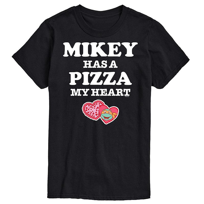 Mens TMNT Pizza My Heart Mikey Tee, Size: XS, Black