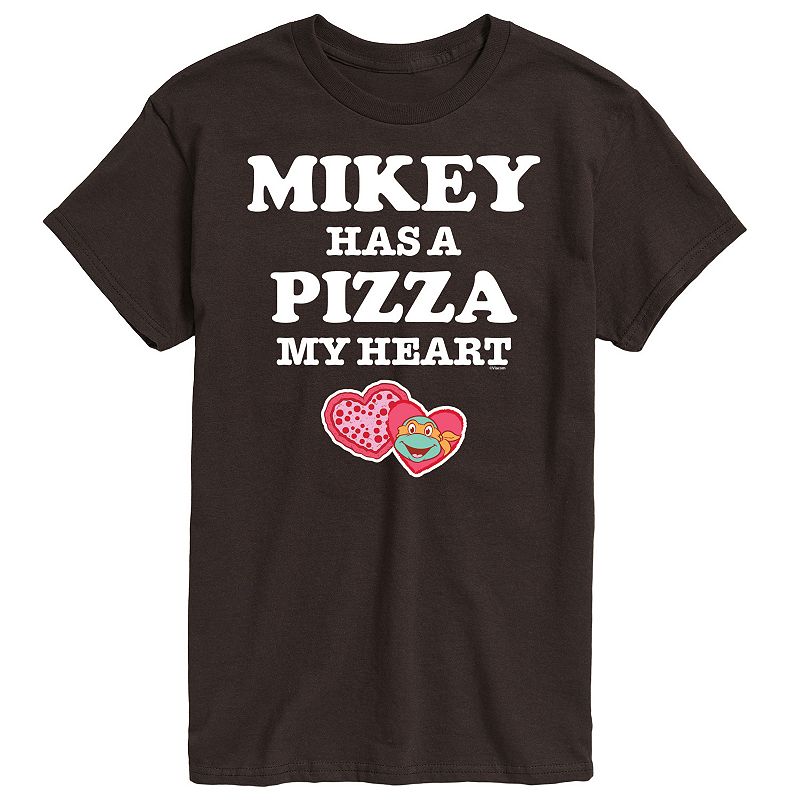 Mens TMNT Pizza My Heart Mikey Tee, Size: Small, Dark Brown