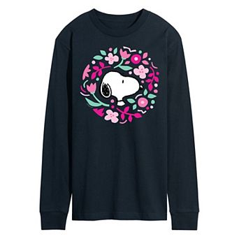 Men's Peanuts Floral Circle Long Sleeve Tee